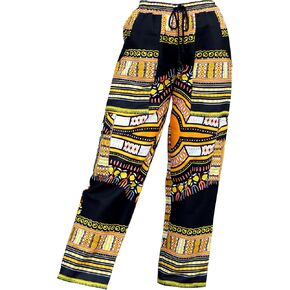 DA'IKI Loose and Casual Cotton African Dashiki Pants Cargo Khakis Ankara Art