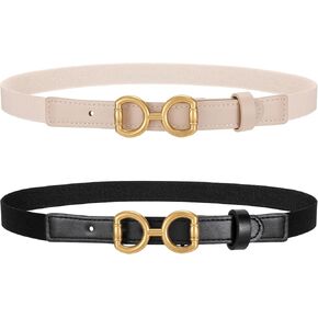 عبوتان من أحزمة مطاطية رفيعة للنساء وحزام خصر للسراويل الرسمية وحزام مطاطي رفيع بإبزيم ذهبي in Kuwait