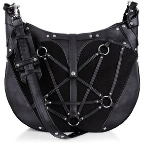 PENTAGRAM HOBO BAG - Black, harness Purse, occult, black fashion