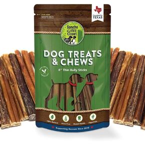 Sancho & Lola's Closet USA Black Angus Bully Sticks for Dogs-6-Inch Standard 5PK Gourmet Small Batch Grain-Free Rawhide-Free Pizzle Dog Chews - No Odor