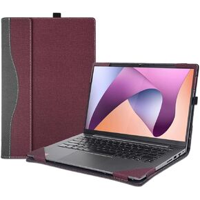 2023 Laptop Case Cover for 14-inch Lenovo IdeaPad Flex 5 14ALC7 14IAU7 14IRU8 14ABR8 Notebook Sleeve,PU Leather 2 in 1 Laptop Protective Bag with Pen Holder and Heat Dissipation Hole (Wine red)