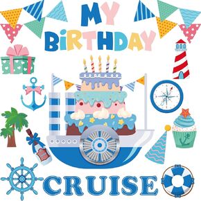 14 Pcs Birthday Car Decorations Cruise Door Decorations Birthday Banners Reflective Magnet Stickers Balloon Cake Box Colorful Birthday Magnets for Car Refrigerator Cruise Door Metal Surface (Cake)
