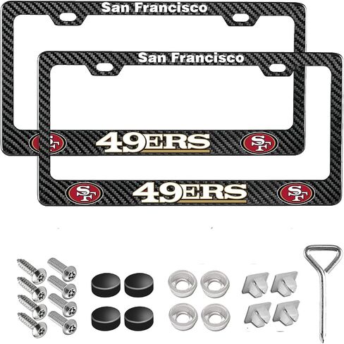 Carbon Fiber License Plate Frame,License Plate Frames(Pack of 2) Premium Metal Resists Rust and Corrosion,Ideal Gift for Sports Lover. (Black 03) in Saudi Arabia