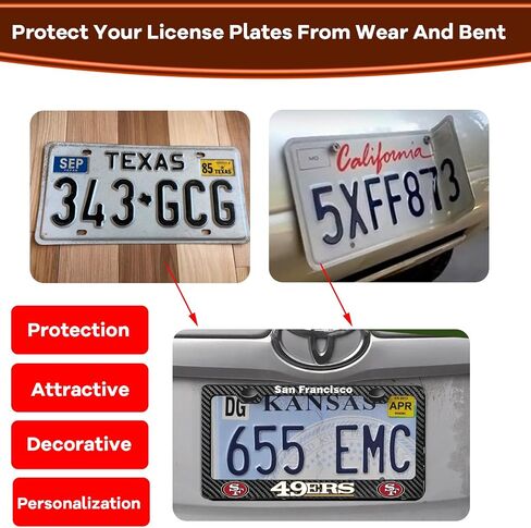 Carbon Fiber License Plate Frame,License Plate Frames(Pack of 2) Premium Metal Resists Rust and Corrosion,Ideal Gift for Sports Lover. (Black 03) in Saudi Arabia