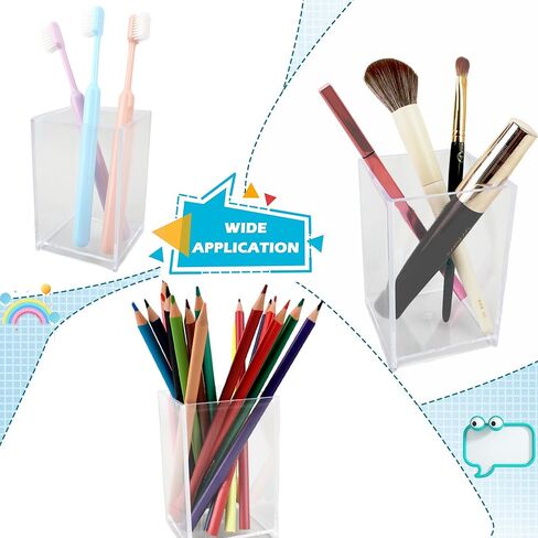 24 حزمة منظم قلم رصاص سطح المكتب حامل قلم رصاص أكريليك شفاف حامل قلم حامل فرشاة ماكياج حامل قلم رصاص أكريليك كوب قرطاسية منظم مكتب ملحق لمستلزمات المنزل والمدرسة المكتبية in Kuwait