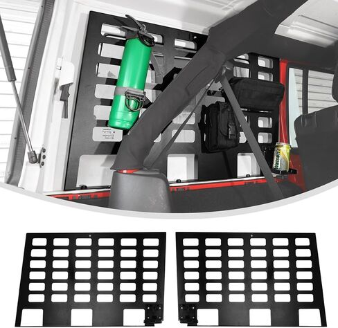 لوحات MOLLE للنافذة الخلفية الصلبة من Linskip متوافقة مع 1997-2006 Jeep Wrangler TJ، رفوف تخزين جانبية لسيارة Jeep TJ 2Door، منظم أدوات حامل البضائع لملحقات Jeep TJ (زوج، أسود) in Saudi Arabia