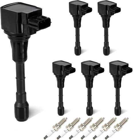 Set of 6 Ignition Coil Pack with 6 Spark Plug 3.5L Compatible with Infiniti EX35 FX35 G25 G35 M35 Q50 Q70 QX60 M35H JX35, Nissan Maxima Murano Pathfinder 350Z Altima Quest Replace UF550 C1670 in Saudi Arabia