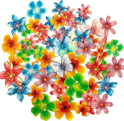 81PCS Edible Wafer Paper Flowers Cake Topper Butterflies Cupcake Toppers for Wedding Themed Birthday Party CGHCEAI Cake Decorations Mixed Size & Colour in Saudi Arabia
