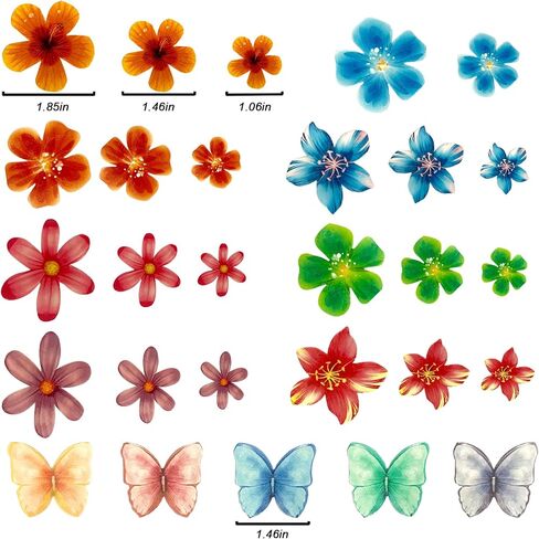 81PCS Edible Wafer Paper Flowers Cake Topper Butterflies Cupcake Toppers for Wedding Themed Birthday Party CGHCEAI Cake Decorations Mixed Size & Colour in Saudi Arabia
