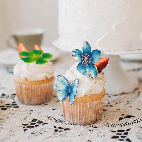 81PCS Edible Wafer Paper Flowers Cake Topper Butterflies Cupcake Toppers for Wedding Themed Birthday Party CGHCEAI Cake Decorations Mixed Size & Colour in Saudi Arabia