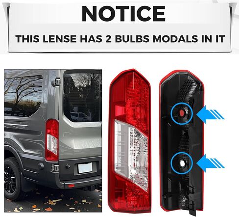 HECASA LH Tail Light Assembly Compatible with 2015-2022 Ford Transit 150 250 350 350HD Replacement for CK4Z-13405-G FO2800242C Rear Taillights Tail Lamp Red Lens+Clear Lens Driver Side in Saudi Arabia
