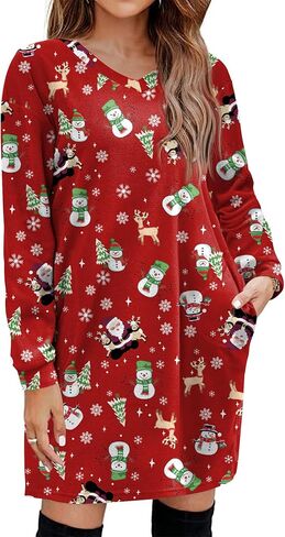 Ekouaer Women Long Sleeve Nightgown with Pockets Fleece Sleep Shirt Fuzzy Night Shirt Pullover Sleepwear Sweatshirt Dress in Saudi Arabia