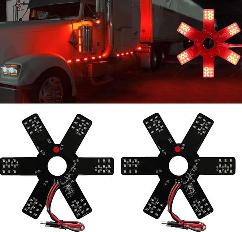 2PCS Air Cleaner LED Light 7.8" Dual Function 54 LEDs Truck Decorative Hex Style Air Filter Lamp for Peterbilt, Kenworth, Trailers, RVs', Campers Support IP67 12-30V Sold Individually(Red) in Kuwait