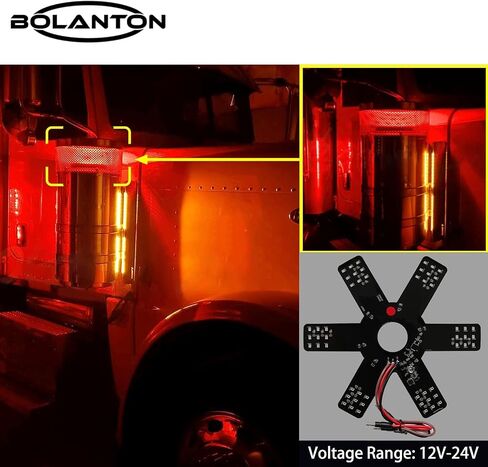 2PCS Air Cleaner LED Light 7.8" Dual Function 54 LEDs Truck Decorative Hex Style Air Filter Lamp for Peterbilt, Kenworth, Trailers, RVs', Campers Support IP67 12-30V Sold Individually(Red) in Kuwait