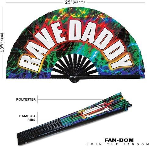 Rave EDM Festival Hand Fan PLUR Fan Rave Daddy Rave Bunny Eat Sleep Rave Repeat Full Send Banger Peace Lit AF Party Fan (Style 2_) in Saudi Arabia