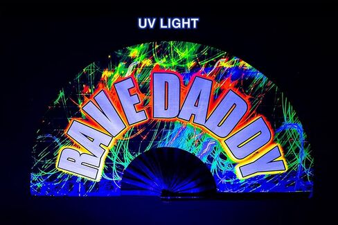 Rave EDM Festival Hand Fan PLUR Fan Rave Daddy Rave Bunny Eat Sleep Rave Repeat Full Send Banger Peace Lit AF Party Fan (Style 2_) in Saudi Arabia