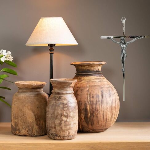 Needzo Catholic Home Decor, Silver Toned Hanging Crucifix Catholic Wall Decoration, Religious House Warming Gift 10 Inches in Saudi Arabia