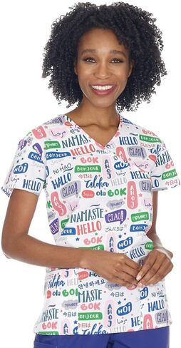 Women's Christmas Print Scrub Tops in Saudi Arabia