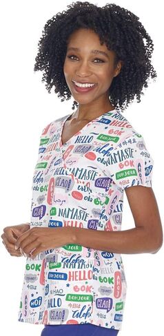 Women's Christmas Print Scrub Tops in Saudi Arabia