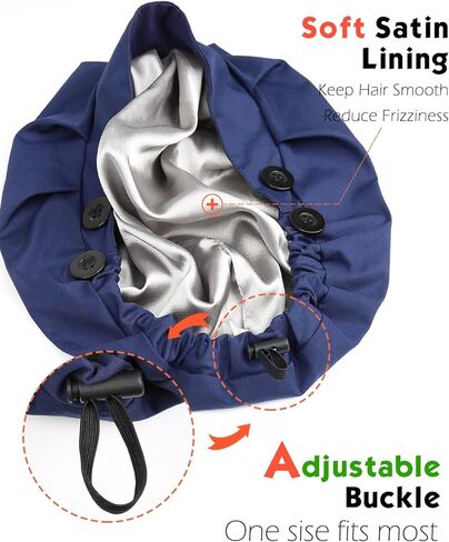 Satin Lined Bouffant Scrub Nurse Cap with 4 Buttons and Sweatband Adjustable in Saudi Arabia