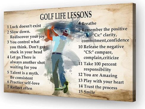 Wallpicss Vintage Golf Wall Art Framed Life Lessons Inspirational Quote Poster Golf Pictures Painting Artwork Motivational Art Prints 12x18 inches in Saudi Arabia