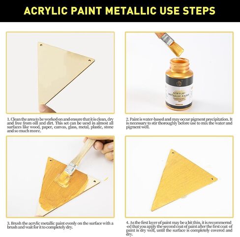 مجموعة طلاء أكريليك من كيرين، ذهبي معدني وفضي وبرونزي، طلاء أوراق ذهبية للرسم الفني والحرف اليدوية، دهانات فكرة للأثاث القماشي والأثاث الخشبي والطين القماشي (3 قطع، 125 جرام/زجاجة) in Kuwait