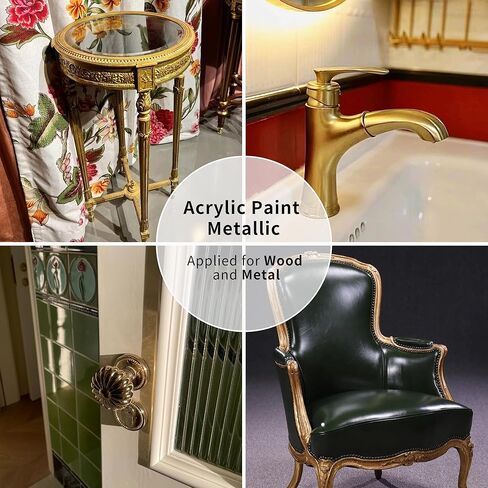 مجموعة طلاء أكريليك من كيرين، ذهبي معدني وفضي وبرونزي، طلاء أوراق ذهبية للرسم الفني والحرف اليدوية، دهانات فكرة للأثاث القماشي والأثاث الخشبي والطين القماشي (3 قطع، 125 جرام/زجاجة) in Kuwait