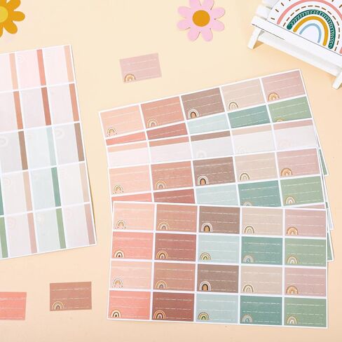 Whaline 400Pcs Baby Bottle Labels for Daycare Pastel Boho Rainbow Self-Laminating Name Labels Colorful Rainbow Waterproof Write-On Name Stickers Adhesive School Name Tags for Baby Daycare Supplies in Saudi Arabia
