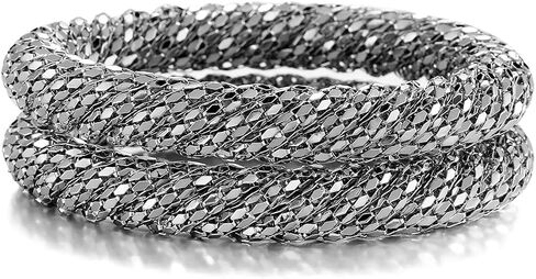 Ensoul 2.7" Inner Diameter Mesh Wire Twisted Metal Bracelets & Bangles Set for Women Luxury 2Pcs/Set in Saudi Arabia