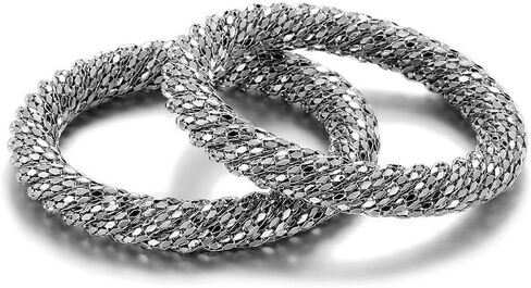 Ensoul 2.7" Inner Diameter Mesh Wire Twisted Metal Bracelets & Bangles Set for Women Luxury 2Pcs/Set in Saudi Arabia