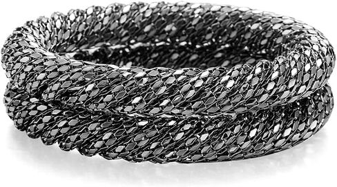 Ensoul 2.7" Inner Diameter Mesh Wire Twisted Metal Bracelets & Bangles Set for Women Luxury 2Pcs/Set in Saudi Arabia