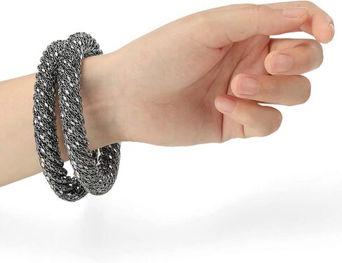 Ensoul 2.7" Inner Diameter Mesh Wire Twisted Metal Bracelets & Bangles Set for Women Luxury 2Pcs/Set in Saudi Arabia