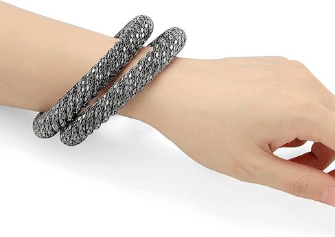 Ensoul 2.7" Inner Diameter Mesh Wire Twisted Metal Bracelets & Bangles Set for Women Luxury 2Pcs/Set in Saudi Arabia