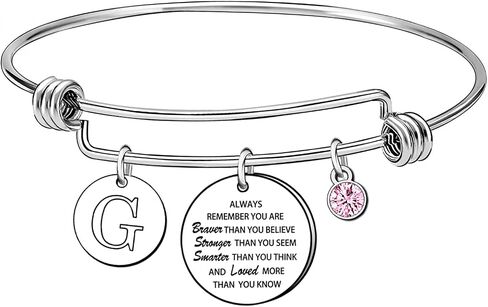 GUOYU Inspirational Bangle Bracelet for Women Personalized A-Z Initial Letter Jewelry Cuff Bangle Colleague Friend Encouragement Gift Birthday Gift for Women in Kuwait