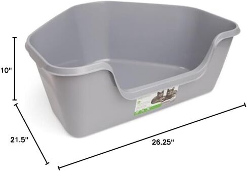 So Phresh High-Back Corner Grey Litter Box, 26.25" L x 21.5" W x 10" H in Kuwait