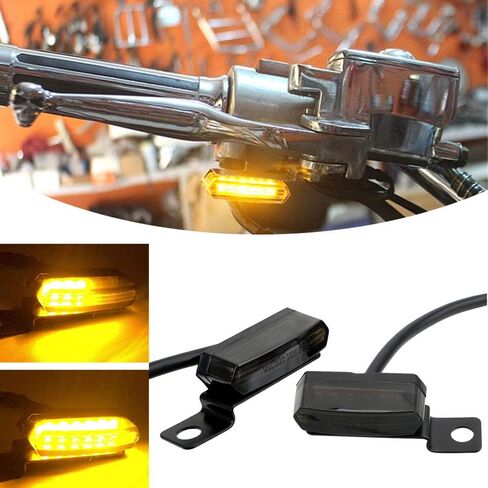 ANKIA 2PCS 12V Universal Motorcycle Mini Flowing LED Turn Signal Indicator Blinker Light Brake Clutch Lever Flasher For Harley Honda Suzuki Kawasaki Yamaha Cafe Racer Cruiser ATV Motocr (Black) in Kuwait