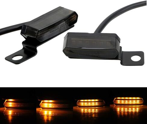 ANKIA 2PCS 12V Universal Motorcycle Mini Flowing LED Turn Signal Indicator Blinker Light Brake Clutch Lever Flasher For Harley Honda Suzuki Kawasaki Yamaha Cafe Racer Cruiser ATV Motocr (Black) in Kuwait