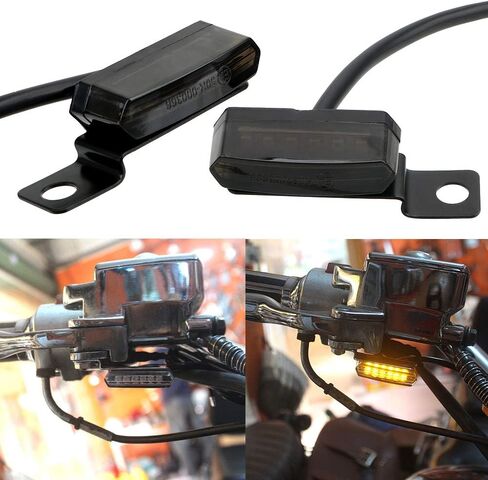 ANKIA 2PCS 12V Universal Motorcycle Mini Flowing LED Turn Signal Indicator Blinker Light Brake Clutch Lever Flasher For Harley Honda Suzuki Kawasaki Yamaha Cafe Racer Cruiser ATV Motocr (Black) in Kuwait