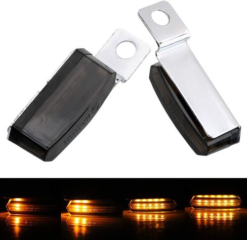 ANKIA 2PCS 12V Universal Motorcycle Mini Flowing LED Turn Signal Indicator Blinker Light Brake Clutch Lever Flasher For Harley Honda Suzuki Kawasaki Yamaha Cafe Racer Cruiser ATV Motocr (Black) in Kuwait