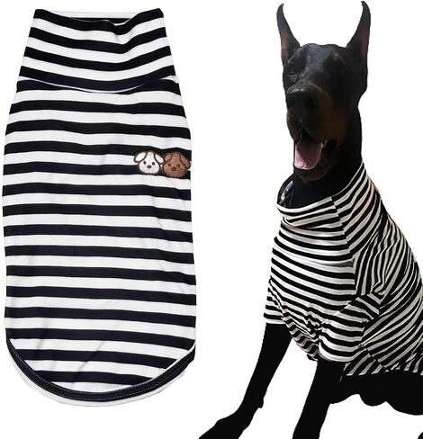 Turtleneck Dog Shirts for Large Dogs,Dog Striped T-Shirt Comfy Stretchy Shirt Dog Sweater Warm Costumes Pet Pullover Clothes for Big Dogs (XXX-Large, Brown Striped) in Saudi Arabia