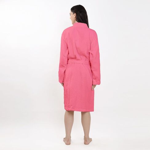 Organix Unisex Lightweight Bathrobe for Men & Women, 100% Ringspun Cotton, Kimono Collar, Mid-Length Bathrobe, High Absorbent Bathrobe for Shower, Spa - Pink (One Size) in Saudi Arabia