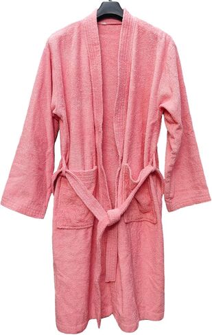 Organix Unisex Lightweight Bathrobe for Men & Women, 100% Ringspun Cotton, Kimono Collar, Mid-Length Bathrobe, High Absorbent Bathrobe for Shower, Spa - Pink (One Size) in Saudi Arabia