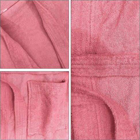 Organix Unisex Lightweight Bathrobe for Men & Women, 100% Ringspun Cotton, Kimono Collar, Mid-Length Bathrobe, High Absorbent Bathrobe for Shower, Spa - Pink (One Size) in Saudi Arabia