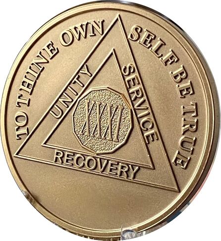 31 Year AA Medallion Premium Bronze Sobriety Chip Serenity Prayer Back in Saudi Arabia