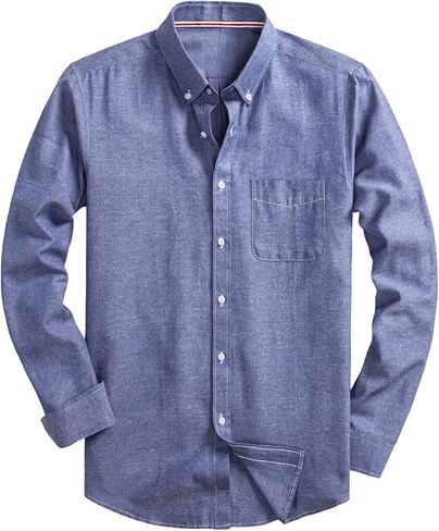 DELCARINO Mens Oxford Shirts Long Sleeve Slim Fit Lightweight Casual Button Down Shirts with Pocket in Saudi Arabia