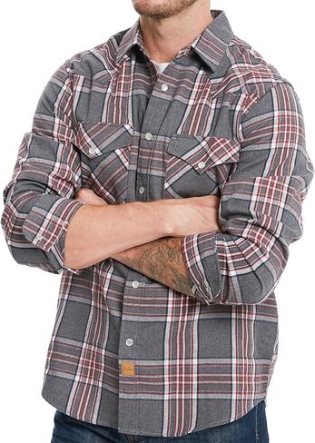 Westbro® Flannel Shirt for Men Western Shirts for Men Pearl Snap Cowboy Plaid Vintage Lightweight Mens Flannel Shirt in Saudi Arabia