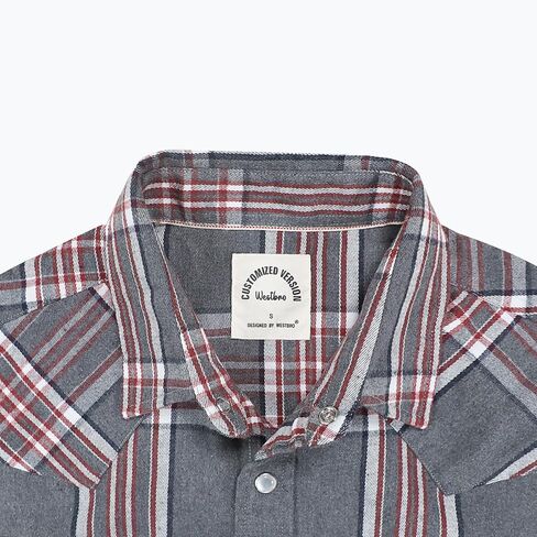 Westbro® Flannel Shirt for Men Western Shirts for Men Pearl Snap Cowboy Plaid Vintage Lightweight Mens Flannel Shirt in Saudi Arabia