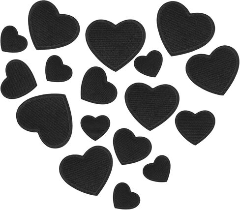 36Pcs Black Heart Iron on Patches Cute Iron on Heart Patches Mini Heart Iron-on Sew-on Patches for DIY Clothing Hats Backpacks Shoes(4 Sizes in Saudi Arabia
