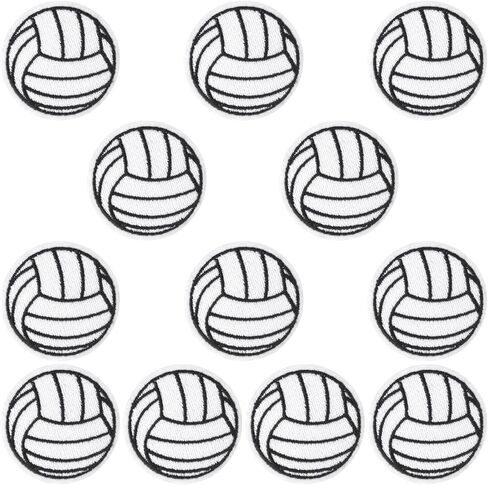 8 PCS Volleyball Iron on Patch, White Black Volleyball Embroidered Patches for Jeans, Backpack, Hats, DIY Accessories - 2 inch in Saudi Arabia