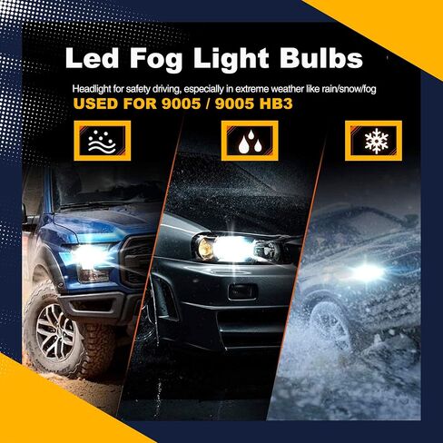قطعتان من مصابيح الضباب LED H7، 6500 كيلو زينون أبيض فائق السطوع عالي الطاقة 80 وات CSP1860، مقاومة للماء IP68، سهلة التركيب والتشغيل متوافقة مع معظم موديلات السيارات in Saudi Arabia